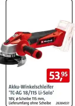 Bauhaus Akku-Winkelschleifer 'TC-AG 18/115 Li-Solo' Angebot