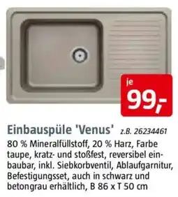 Bauhaus Einbauspüle 'Venus' Angebot