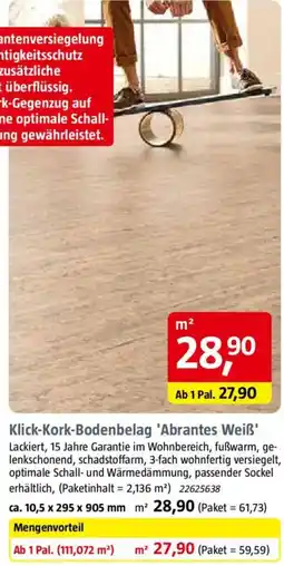 Bauhaus Klick-Kork-Bodenbelag 'Abrantes Weiß' Angebot