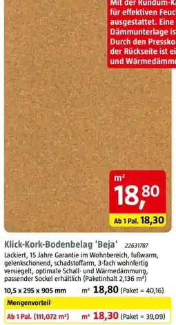 Bauhaus Klick-Kork-Bodenbelag 'Beja' Angebot