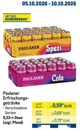 METRO Paulaner Erfrischungsgetränke Angebot