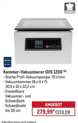 METRO Kammer-Vakuumierer GVS 1200 Angebot