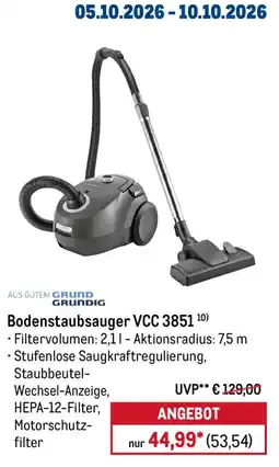 METRO Grundig Bodenstaubsauger VCC 3851 Angebot