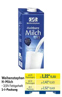 METRO Weihenstephan H-Milch Angebot