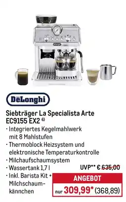 METRO DeLonghi Siebträger La Specialista Arte EC9155 EX2 Angebot