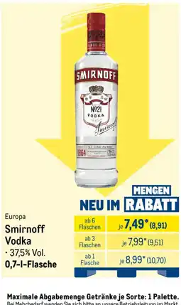 METRO Smirnoff Vodka Angebot