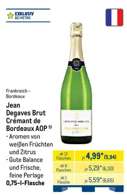 METRO Jean Degaves Brut Crémant de Bordeaux AOP Angebot