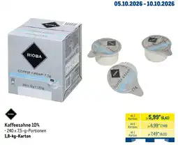 METRO RIOBA Kaffeesahne 10% Angebot