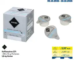METRO RIOBA Kaffeesahne 10% Angebot