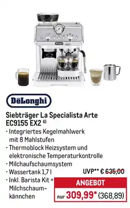 METRO DeLonghi Siebträger La Specialista Arte EC9155 EX2 Angebot