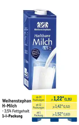 METRO Weihenstephan H-Milch Angebot