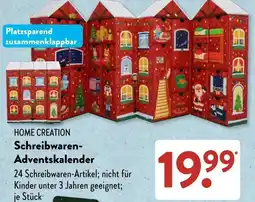 Aldi Süd HOME CREATION Schreibwaren-Adventskalender Angebot