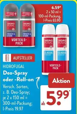 Aldi Süd HIDROFUGAL Deo-Spray oder -Roll-on Angebot