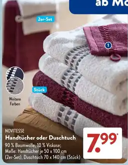 Aldi Süd NOVITESSE Handtücher oder Duschtuch Angebot