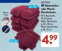Aldi Süd NOVITESSE Gästetücher oder Wasch-Handschuhe Angebot
