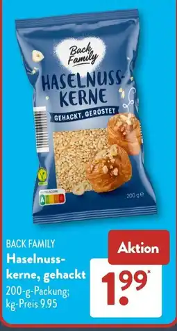 Aldi Süd Back Family Haselnusskerne, gehackt Angebot