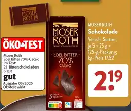 Aldi Süd Moser Roth Edel Bitter 70% Cacao Angebot