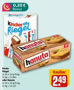 REWE Kinder Riegel oder Hanuta Angebot