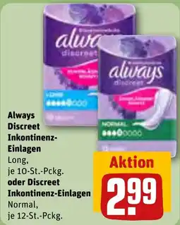 REWE Always Discreet Inkontinenz-Einlagen Angebot