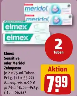 REWE Elmex Sensitive oder Meridol Zahnpasta Angebot