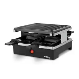 Netto Marken-Discount Wëasy Raclette Gerät und Grill LUGA40, 4 Personen, Antihaftbeschictung, 600 W, Edelstahl, schwarz Angebot