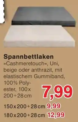 Jawoll Spannbettlaken »Cashmeretouch«, Uni, beige oder anthrazit Angebot