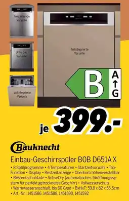 MEDIMAX Bauknecht Einbau-Geschirrspüler BOB D651A X Angebot