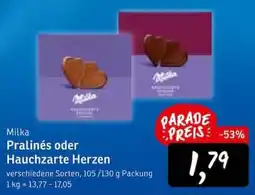 KONSUM Milka Pralinés oder Hauchzarte Herzen Angebot