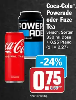 HIT Coca-Cola Powerade oder Fuze Tea Angebot
