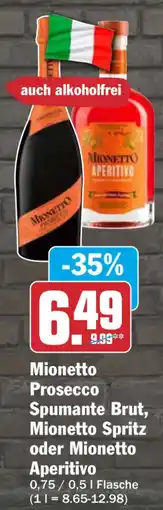 HIT Mionetto Prosecco Spumante Brut, Mionetto Spritz oder Mionetto Aperitivo Angebot