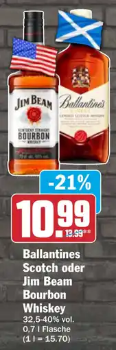 HIT Ballantines Scotch oder Jim Beam Bourbon Whiskey Angebot