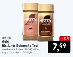 KONSUM Nescafé Gold löschlicher Bohnenkaffee Angebot