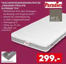 porta TASCHENFEDERKERNMATRATZE "PARADIES PROLIFE SUPREME TFK" Angebot