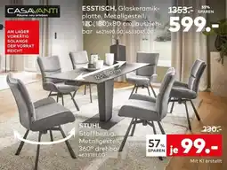 porta ESSTISCH, Glaskeramikplatte, Metallgestell, 120(180)x80 cm, ausziehbar Angebot