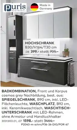 porta BADKOMBINATION, Front und Korpus cosmos grey Nachbildung Angebot
