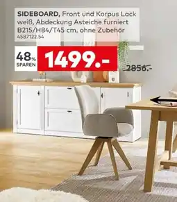 porta SIDEBOARD, Front und Korpus Lack weiß, Abdeckung Asteiche furniert Angebot