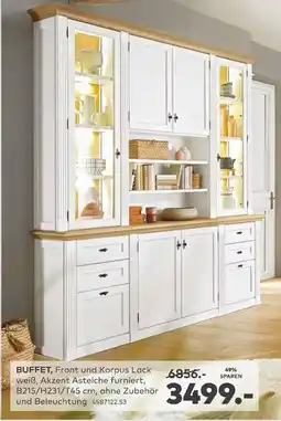 porta BUFFET, Front und Korpus Lack weiß, Akzent Asteiche furniert Angebot