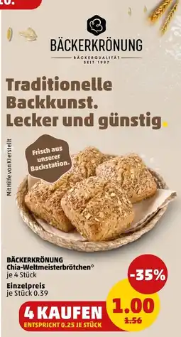 PENNY BÄCKERKRÖNUNG Chia-Weltmeisterbrötchen Angebot