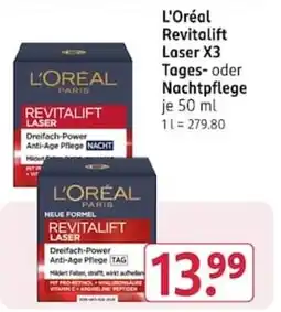 Rossmann L'Oréal Revitalift Laser X3 Tages- oder Nachtpflege Angebot