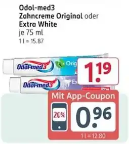 Rossmann Odol-med3 Zahncreme Original oder Extra White Angebot