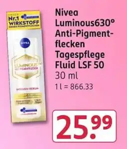 Rossmann Nivea Luminous630° Anti-Pigment-flecken Tagespflege Fluid Angebot