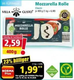 Norma Villa Gusto Mozzarella Rolle Classic Angebot