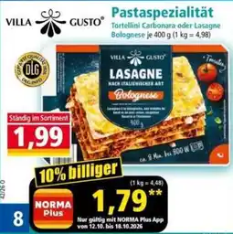 Norma Villa Gusto Lasagne Bolognese Angebot