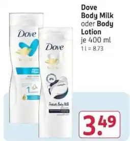 Rossmann Dove Body Milk oder Body Lotion Angebot