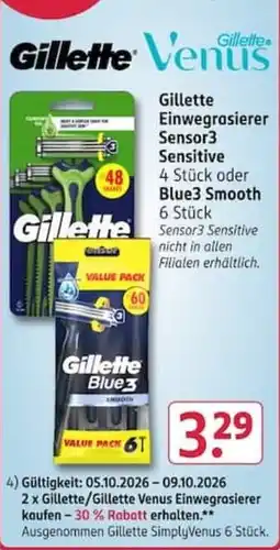 Rossmann Gillette Venus Einwegrasierer Sensor3 Sensitive Angebot