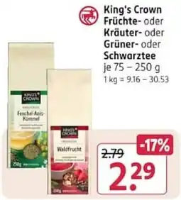 Rossmann King's Crown Früchte- oder Kräuter- oder Grüner- oder Schwarztee Angebot