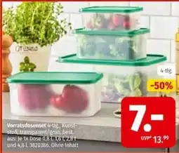 Segmüller Vorratsdosenset 4-tlg. Kunststoff, transparent/grün Angebot
