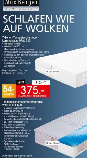 Max Berger 7-Zonen-Tonnentaschenfederkernmatratze OPAL 300