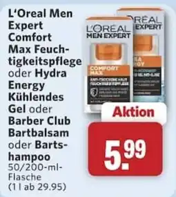Combi L'Oréal Men Expert Comfort Max Feuchtigkeitspflege oder Hydra Energy Kühlendes Gel oder Barber Club Bartbalsam oder Bartscham Angebot