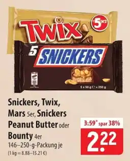 Famila Nord Ost Snickers, Twix, Mars 5er, Snickers Peanut Butter oder Bounty 4er Angebot